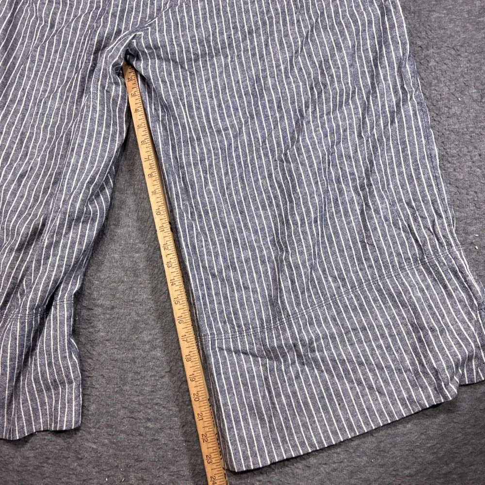 Banana Republic Wide Leg Pants Women XL Blue Striped Linen Boho Indie Summer